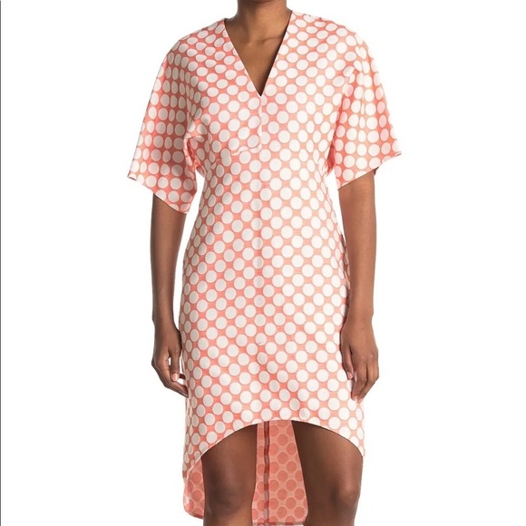 Zero + Maria Cornejo Sandria White Neri V-Neck Dot High Low Mini Dress - Picture 1 of 10